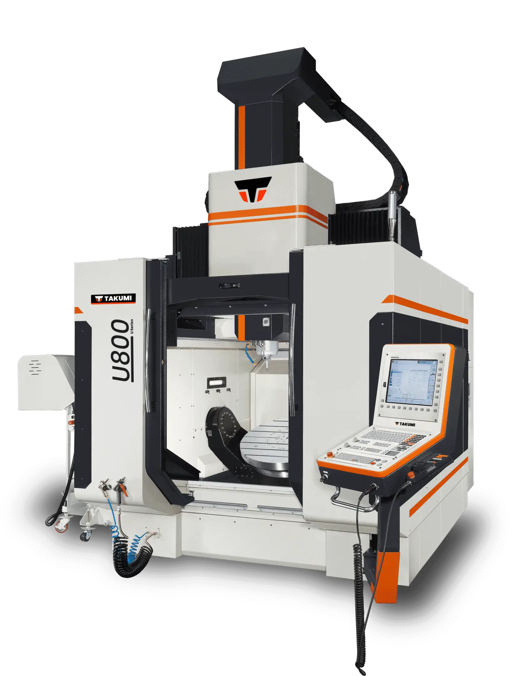 A modern industrial CNC milling machine with a control panel.